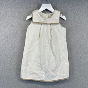 Vintage Heirloom Dress Kids Girls Size 5T White Embossed Sleeveless Button Back